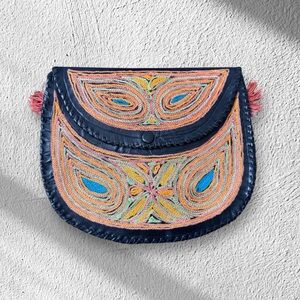 Vintage Handcrafted Multicolor Embroidered Clutch